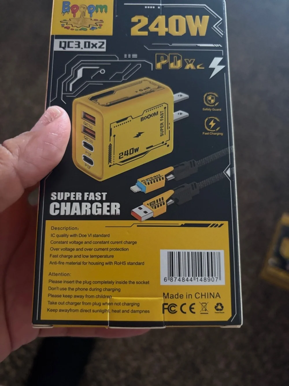 Yellow Fast Charger 300W & 240W - Multi-Port USB Quick Chargers